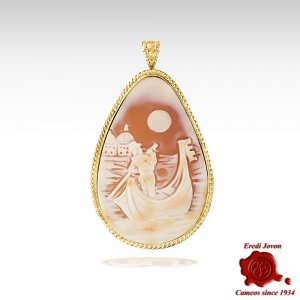 Cameo Venetian Gondola in Gold over Silver 2