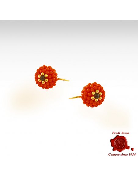 Red Coral Tessito Blackberry Earrings Silver