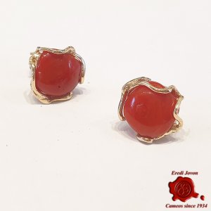 Orecchino a lobo in Corallo Rosso Argento Dorato| Stile Cera persa