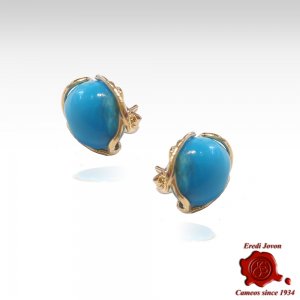 Studs Turquoise Stone Earrings in Silver Gold Plated