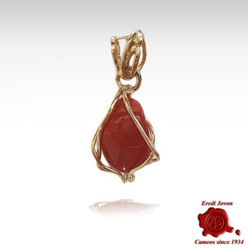 Blood Red Coral Pendant Silver Gold Palted