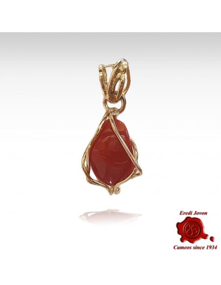 Blood Red Coral Pendant Silver Gold Palted