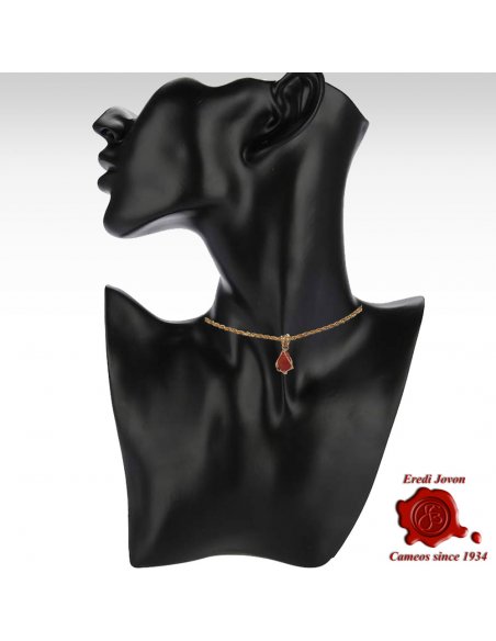 Red Coral Pendant Silver Gold Palted
