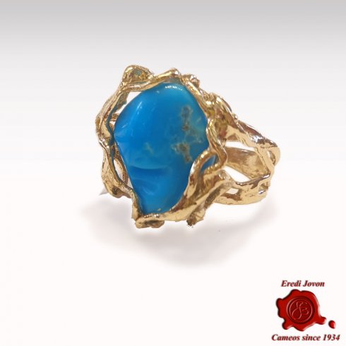 Genuine Turquoise Ring in Silver Gold Plated