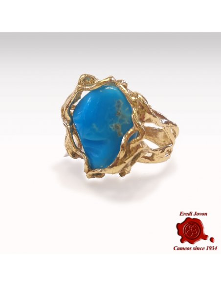 Genuine Turquoise Ring in Silver Gold Plated