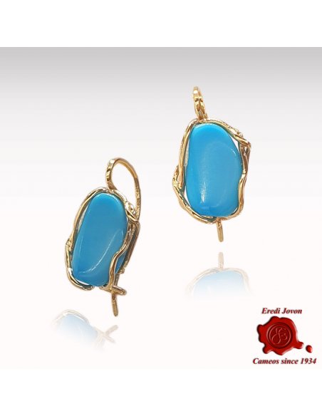 Turquoise Stone Earrings in Silver Gold Plated