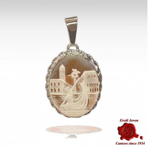 Brown Shell Cameo Necklace St. Mark & Gondola