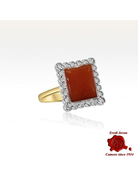 Anello Vintage Corallo e Brillanti