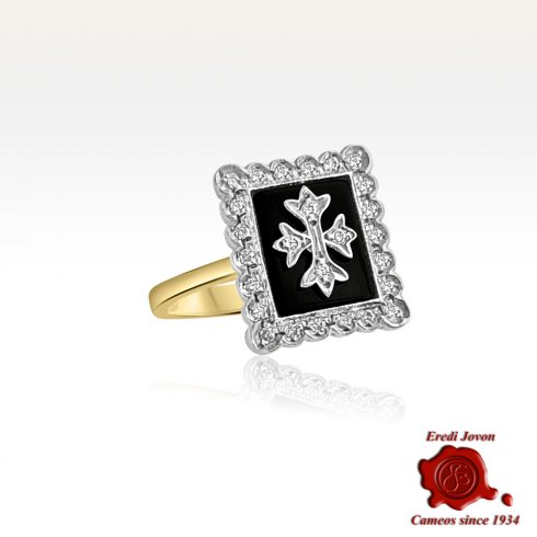 Anello Vintage Onice e Diamanti
