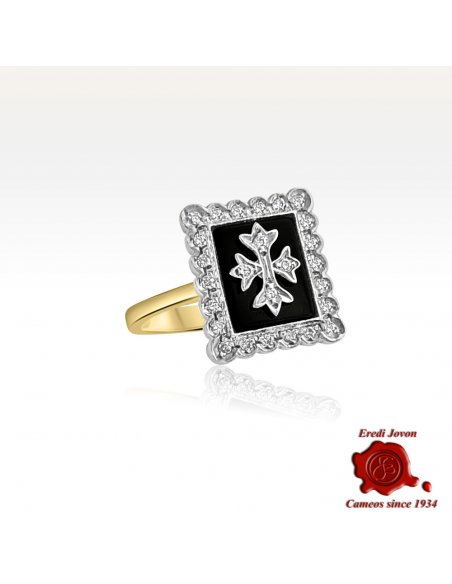 Anello Vintage Onice e Diamanti