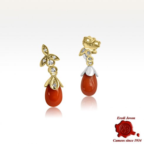 Orecchino Vintage con Goccia in Corallo