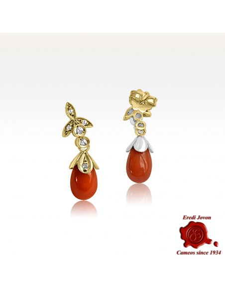 Orecchino Vintage con Goccia in Corallo