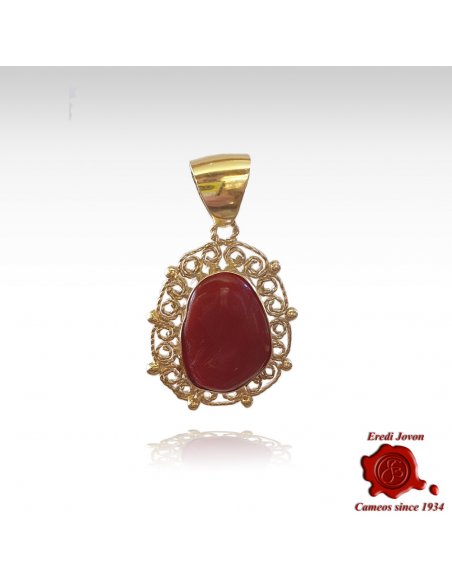 Ciondolo Corallo Rosso Filigrana Dorata