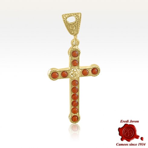 Vintage Red Coral Cross