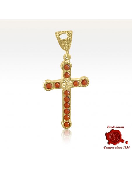 Vintage Red Coral Cross