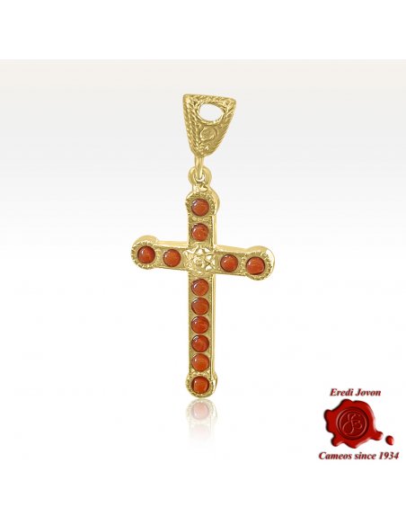 Antique Red Coral Cross