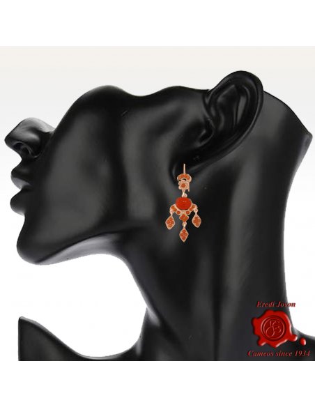 Orecchini di Corallo Rosso Chandelier