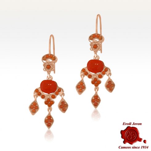 Orecchini di Corallo Rosso Chandelier