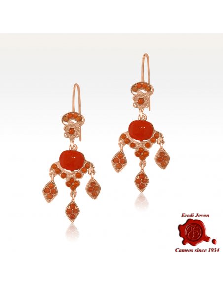 Orecchini di Corallo Rosso Chandelier