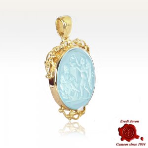Murano Glass Intaglios Cameo Trinket Gold Set 2