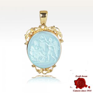 Murano Glass Intaglios Cameo Trinket Gold Set