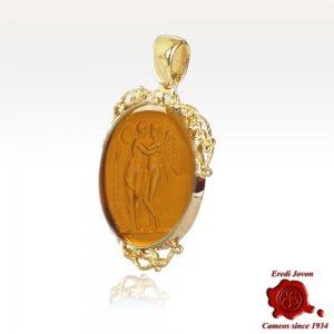 Gold Intaglio Cameo Pendant Amber 2