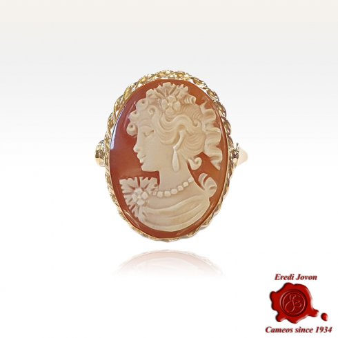 Anello Cammeo Oro Flora