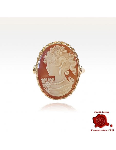 Anello Cammeo Oro Flora