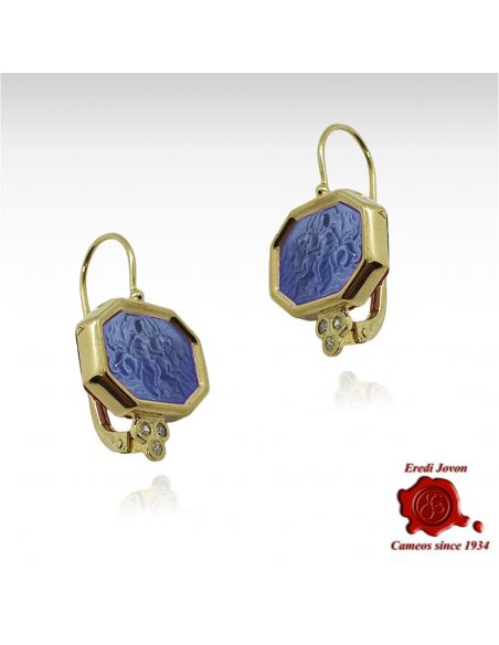 Tagliamonte Intaglio Earrings in Gold - Blue Nereid with Seahorse