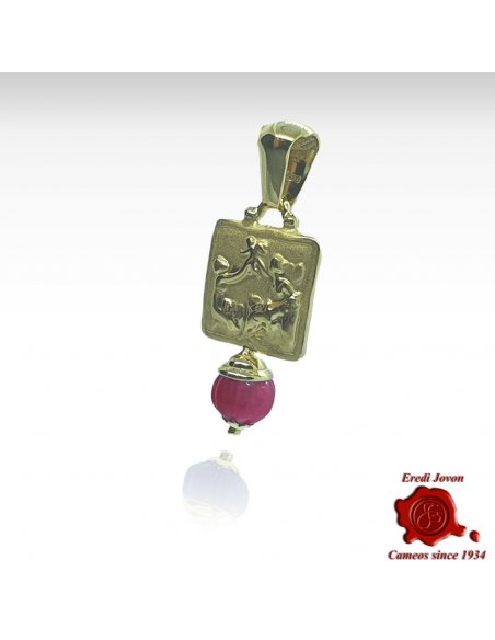 Tagliamonte Gold Intaglio Cameo Pendant with Ruby