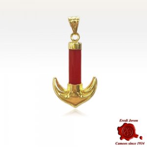 Charm Ancora in Corallo e Oro