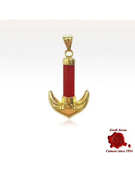 Charm Ancora in Corallo e Oro