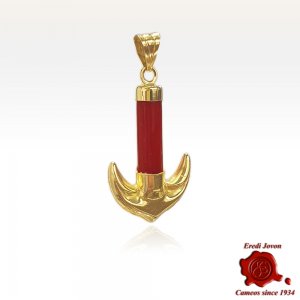 Anchor Charm in Red Coral and Gold 2