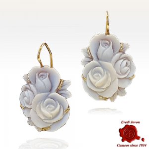Flower Cameo Earrings Gold 2