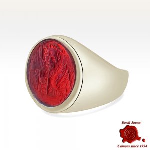 Venetian Lion Silver Intaglio Signet Ring