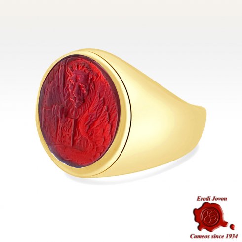 Lion Gold Intaglio Signet Seal Ring