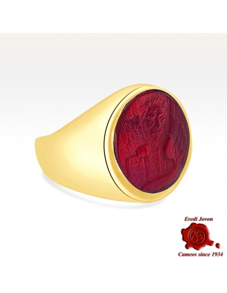 Lion Gold Intaglio Seal Ring