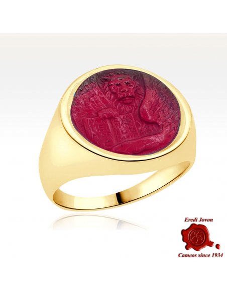 Winged Lion Gold Intaglio Signet Seal Ring