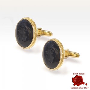 Ancient Bee Onyx Cufflinks