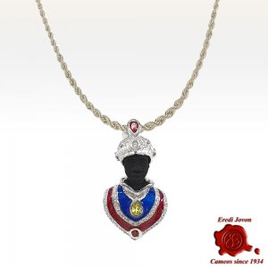 Venetian Blackamoor Brooch Pendant Silver 2