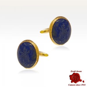 Ancient Bee Lapis Cufflinks