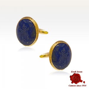 Ancient Bee Lapis Cufflinks 2