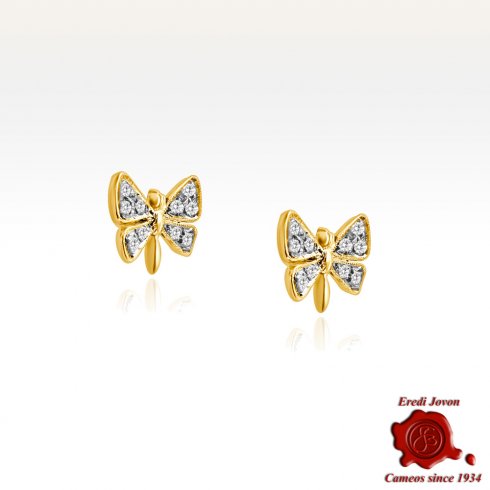 Orecchini Vintage Farfalle Oro Brillanti