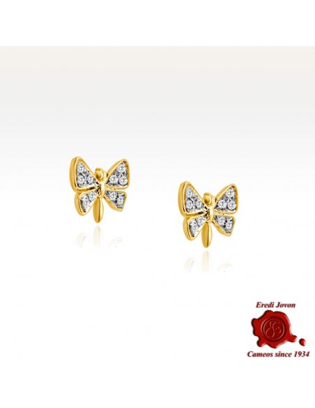 Orecchini Vintage Farfalle Oro Brillanti