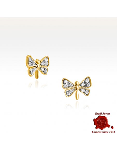 Orecchini Antichi Farfalle Oro Brillanti