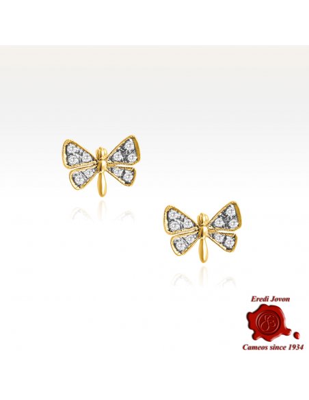 Orecchini Vintage Farfalle Oro Brillanti