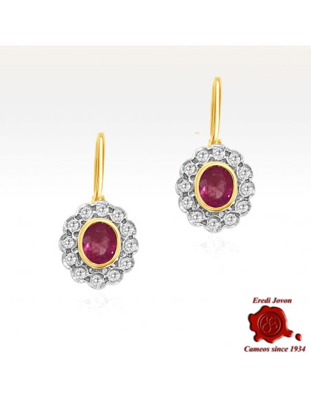 Vintage Earrings Diamonds and Rubies in Gold