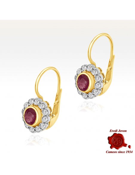 Victorian Earrings Diamonds and Rubies in Gold