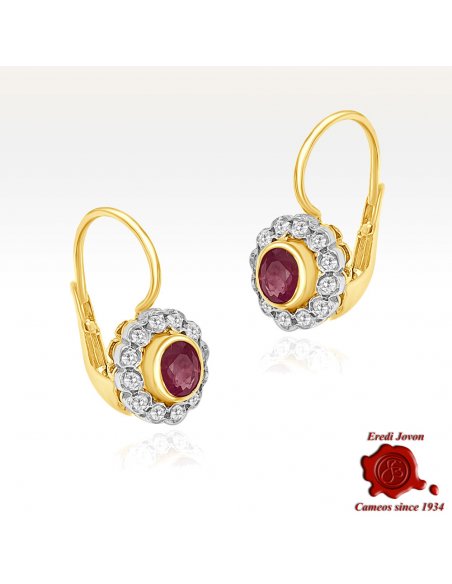 Estate Earrings Diamonds and Rubies in Gold