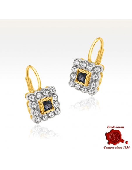 Vintage Sapphires and Diamonds Dangle Earrings in Gold